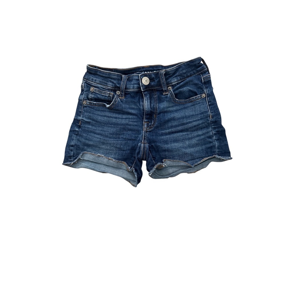 American Eagle Outfitters Womens Size 00 Dark Wash Denim Cut Off Jean Shorts